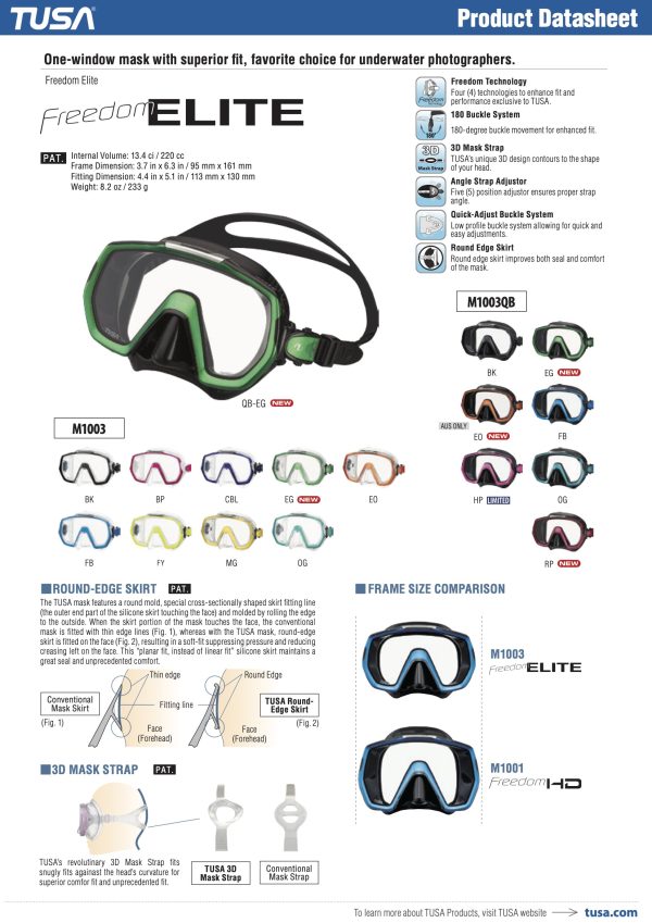 TUSA - Freedom ELITE Duikmasker