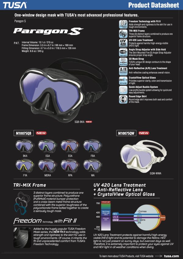 TUSA - Paragon S PRO Duikmasker