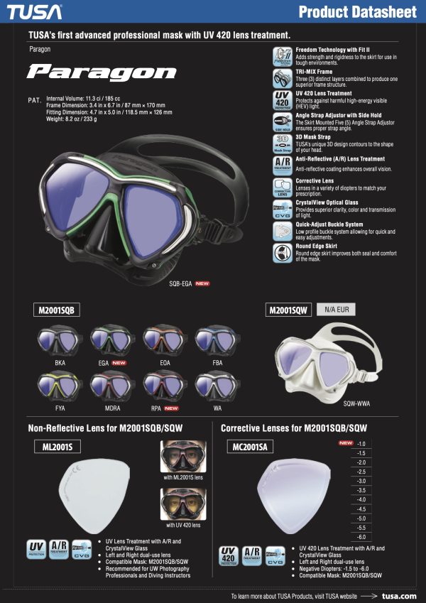 TUSA-M2001S Paragon Duikmasker